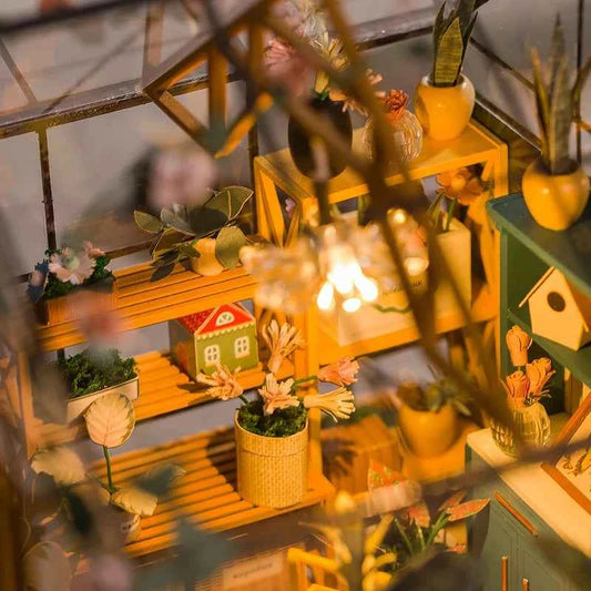 Wooden Miniature Dollhouse with LED Light Creative DIY Flower House Handmade 3D Puzzle Assembly Building Model Toys Doll Houses