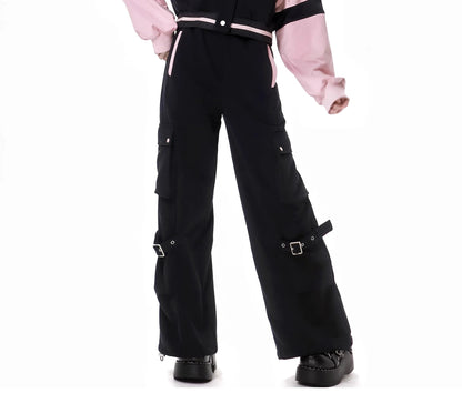 Pink and Black Splicing Color Hooded Baseball Jacket Casual Pant Sets 2025 Spring and Autumn Sweet Cool Girl Students Outfits SS69