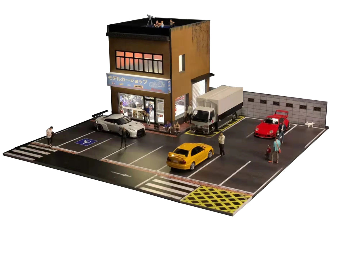 1/64 Scale Diecast Car Garage Diorama with LED Lighting