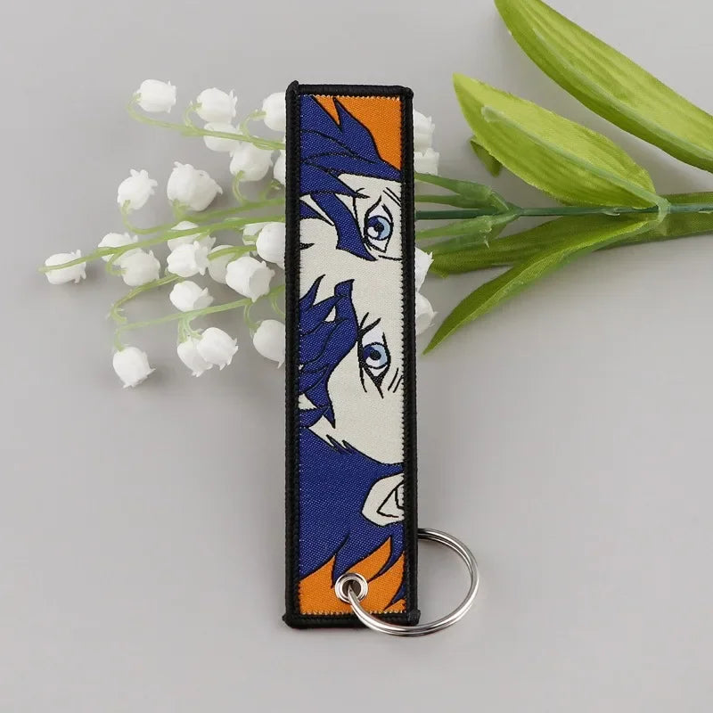 Sword Wind Legend Anime JOJO Wonderful Adventure Weaving Mark Keychain Sword Wind Legend Decorative Chain Fabric Key Pendant