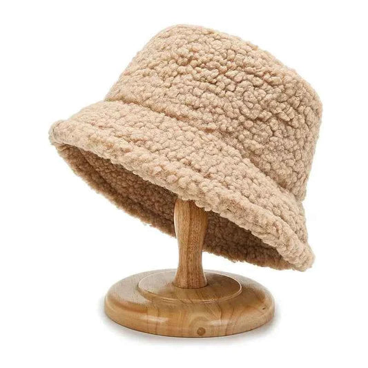 Unisex Harajuku Bucket Hat Solid Men Fishing Fisherman Hat Autumn Winter Lamb Wool Outdoor Warm Panama Cap For Women