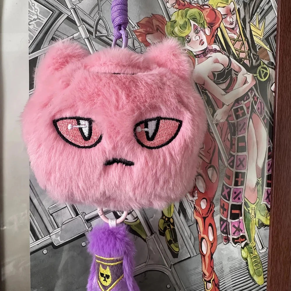 Anime JOJO Kira Yoshikage Cosplay Keychain Cute Plush Stuffed Cotton Doll Backpack Pendant Keyring Christmas Decoration