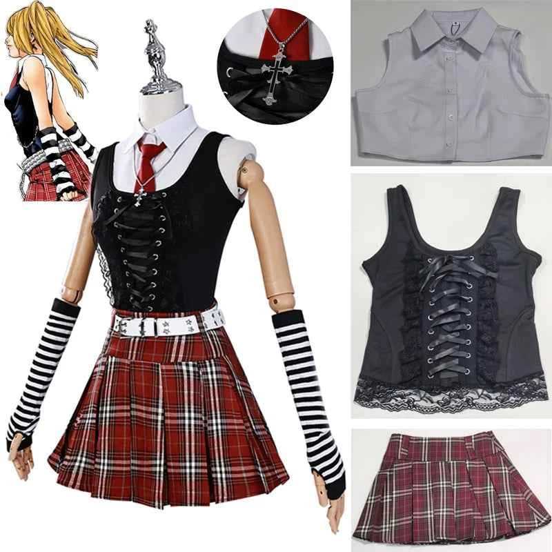 Misa Amane Cosplay Note Death Cosplay Costume Debut Daily Sexy Dress Subculture Necklace y2k GothLoli Uniform Outfit