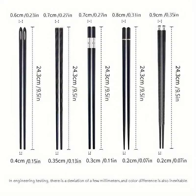 5-Pair Set Black Alloy Chopsticks - Durable & Dishwasher Safe, Elegant Dining Utensils for Holiday Family Feasts