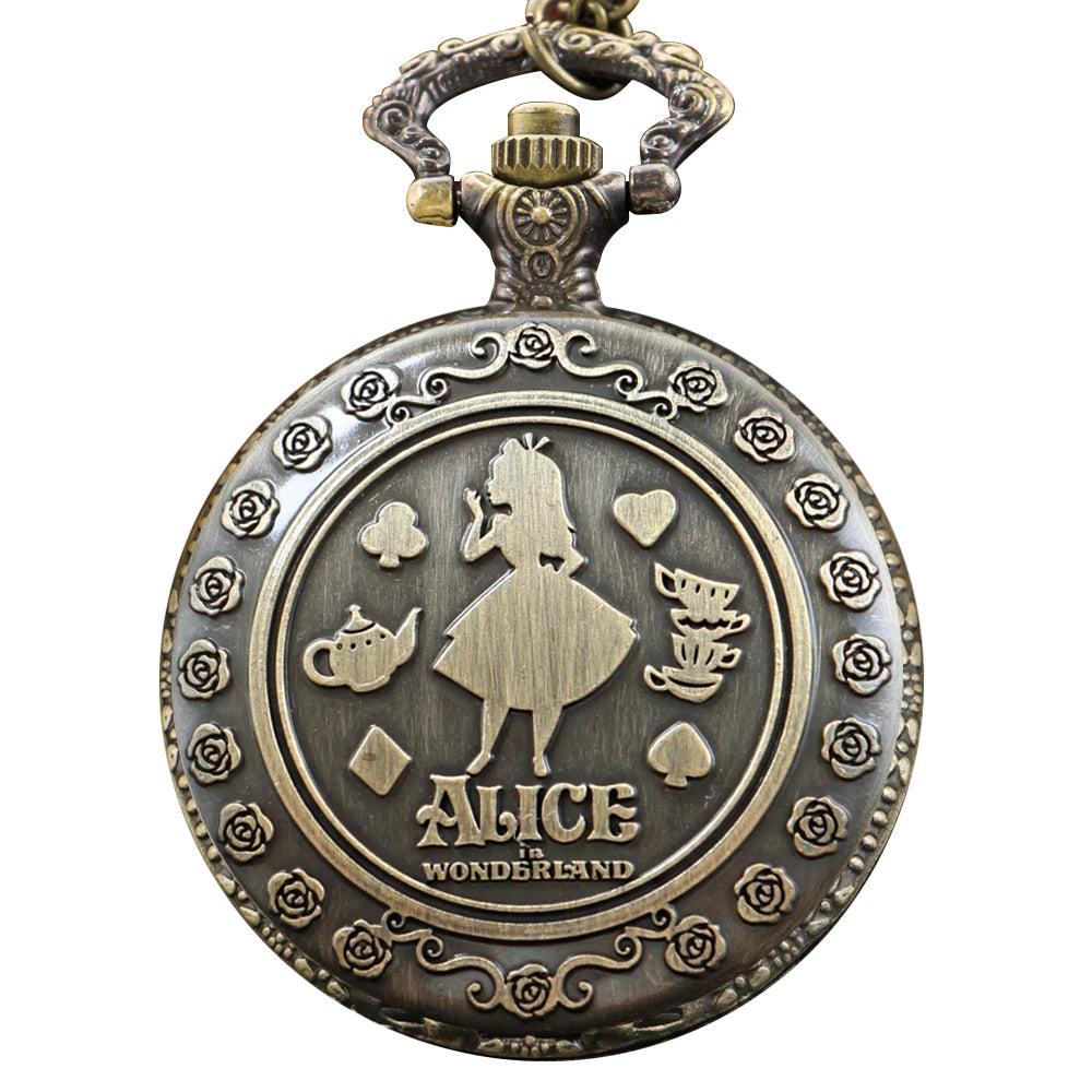Princess Children's Fairy Tales Alice Quartz Pocket Watch Retro Gentleman Pendant Universal Festival Gift for Boys and Girls SS69 10.69 CF1254