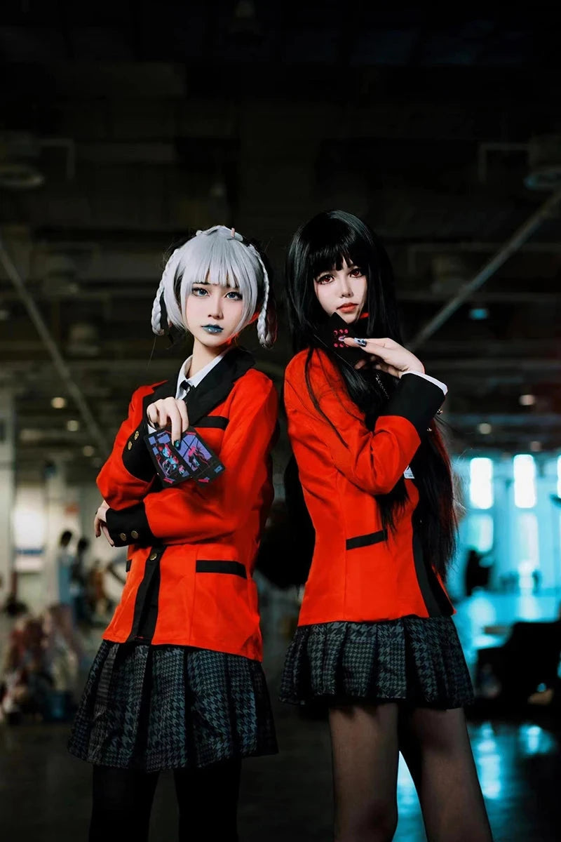 Anime Kakegurui Cosplay Costume Kirari Momobami Uniform Yumeko Sayaka Compulsive Gambler Japanese School Girl Pleated Skirt Suit SS69