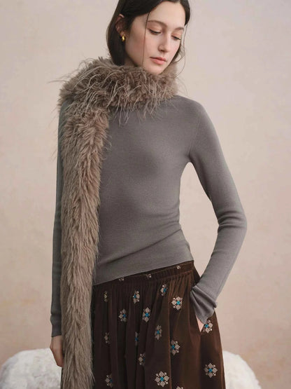 DUSHU Seamless Half-high Collar Pure Wool Pullovers Women Plus Size Autumn Winter Bottoming Sweater Solid Soft Breathable Tops