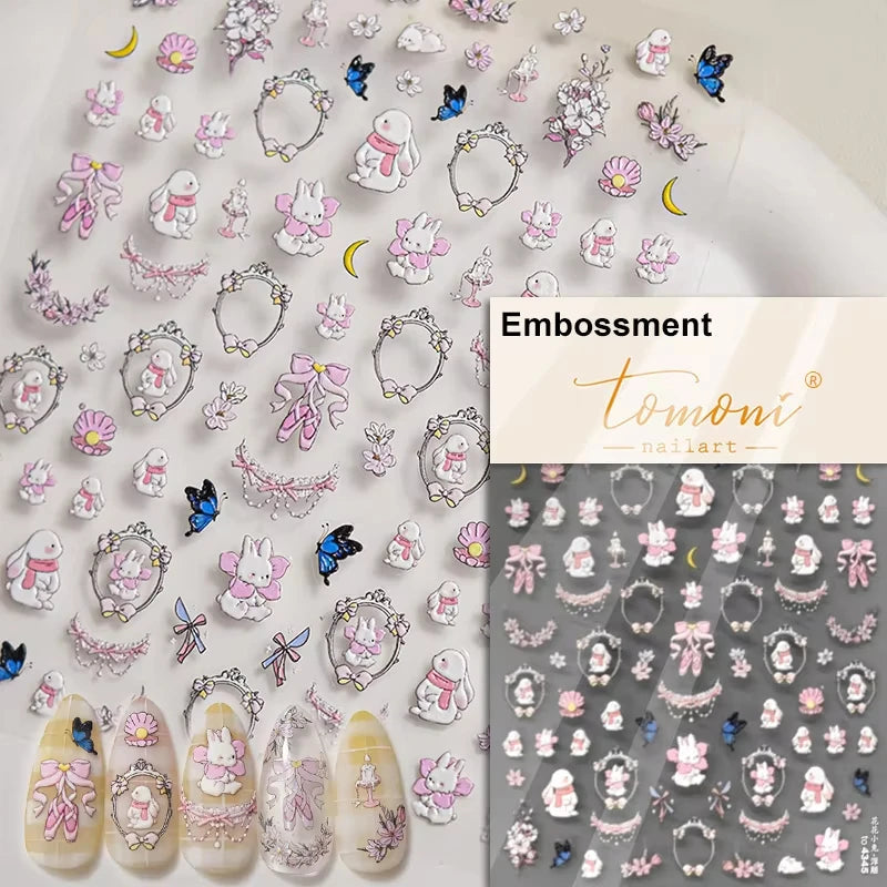 Cute Jelly Pink Cat Paw Print Nail Sticker Kawaii Pink Black Cat Claw 5D Embossed Self-Adhesive Nail Art Sticker Nail Art Decal SS69 7.69 TO4345