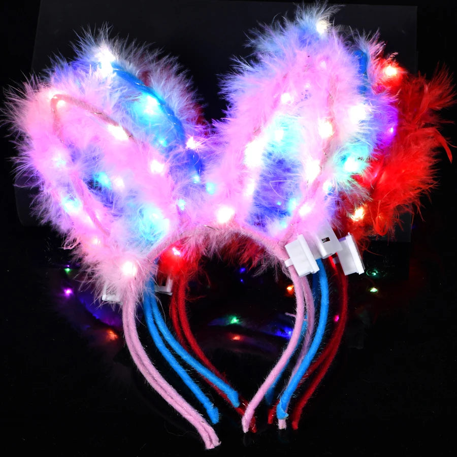 LED Glow Cat & Bunny Ear Headbands - 10/20/30 Pcs