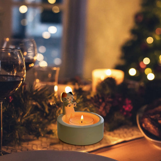 Kitten Candle Holder Cute Cat Candlestick Creative Aromatherapy Candle Holder Durable High Tempe Cartoon Candlestick Decoration SS69