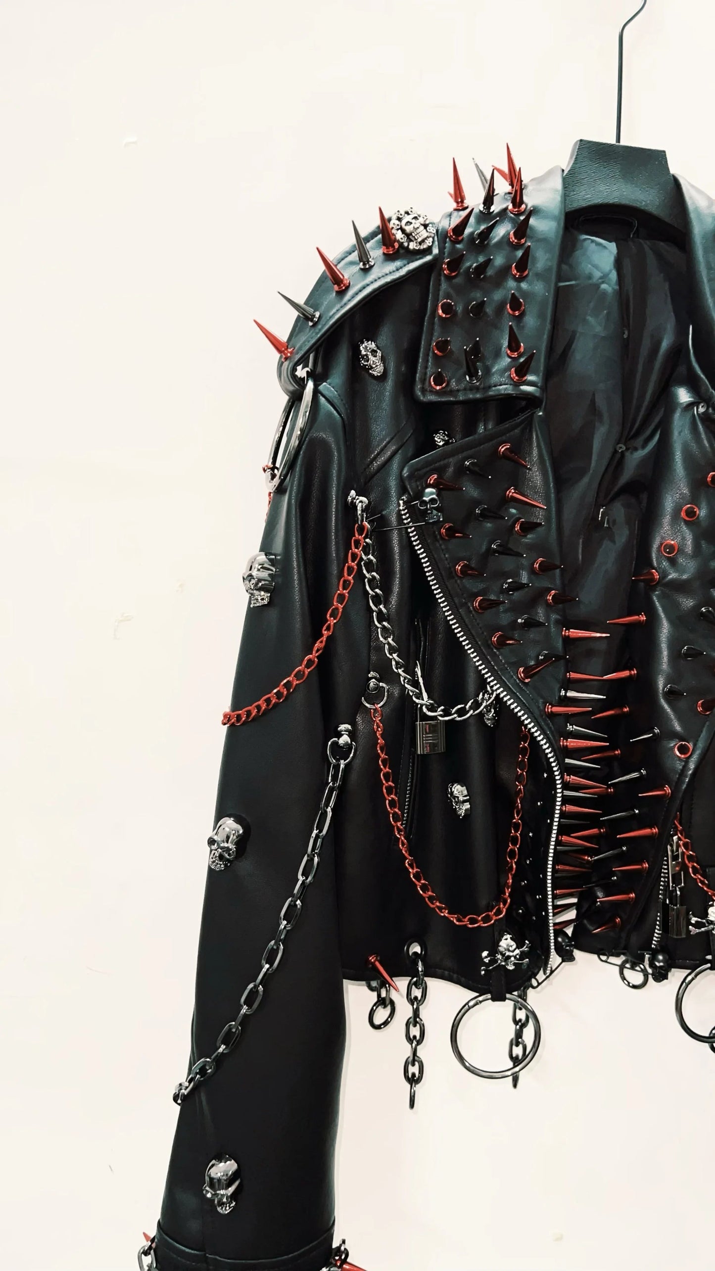 vintage Leather jacket Gothic Leather jacket Punk Leather jacketoversizeLeather jacket Rivet Leather jacket skull Leather jacket SS69