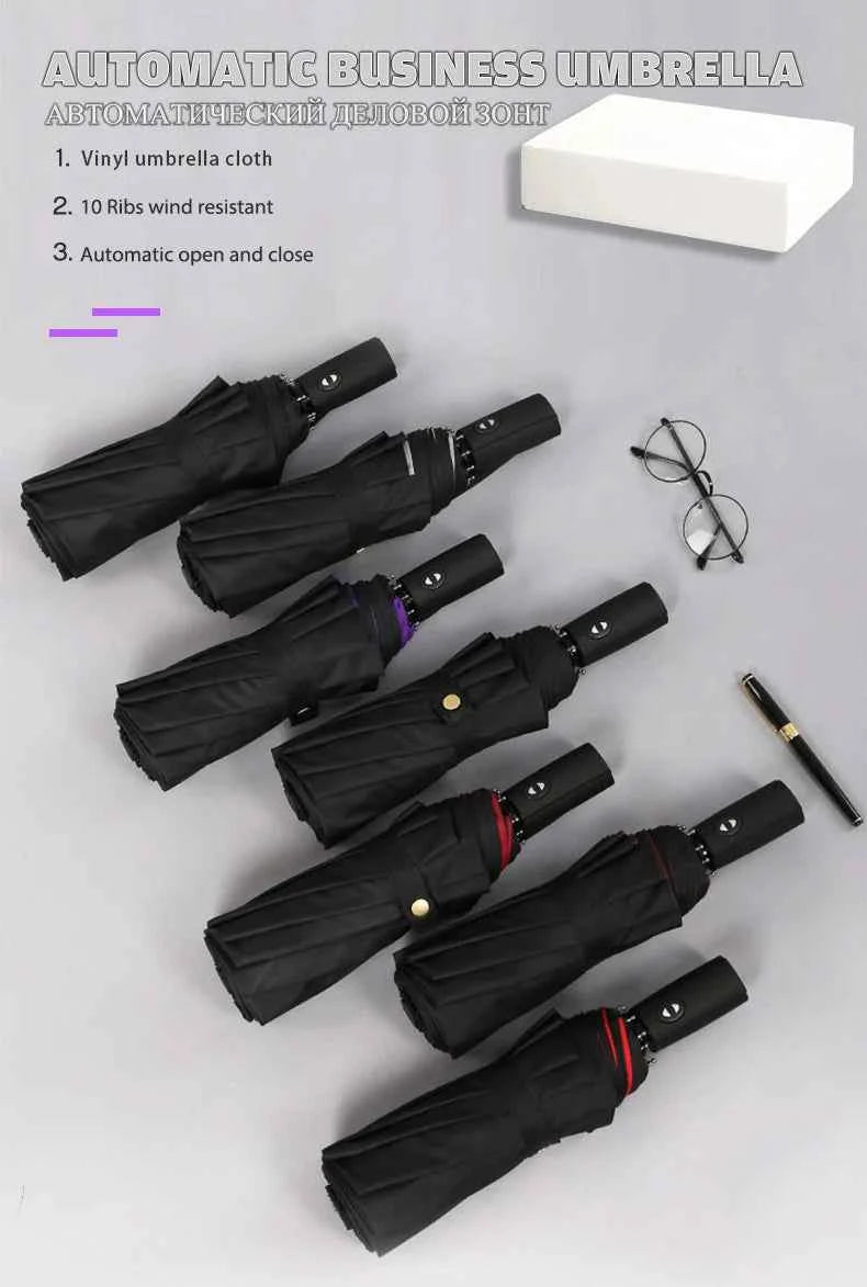 Umbrella Extra Large Ten Bone Large Double Umbrella Triple Large Folding Sunshade Umbrella Men's and Women's Business Umbrella T