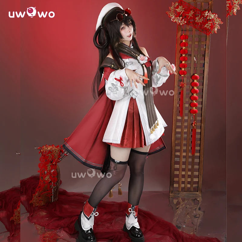 UWOWO Hutao Cosplay Collab Series: Game Genshin impact Hutao Cherries Snow Laden outfit Lantern Rite Cosplay Costume