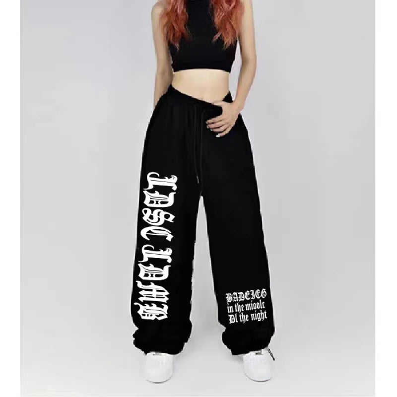 2024 Spring Summer New Sports Pants for Women American Street Trendy Wide Leg Pants Women Fun Print Design Woman Trousers - SS69