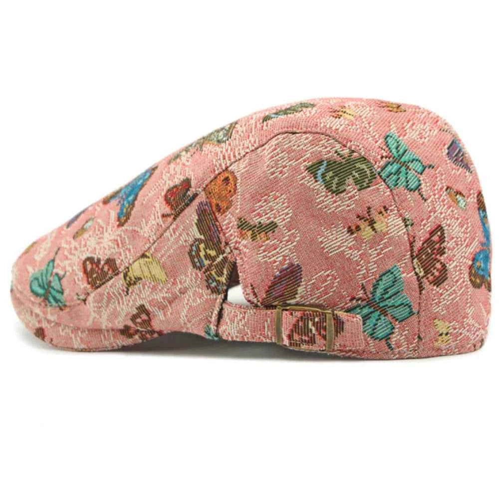 HT4729 Berets for Women Retro Butterfly Embroidery Artist Painter Beret Hat Retro Ivy Flat Cap Male Female Adjustable Beret Cap