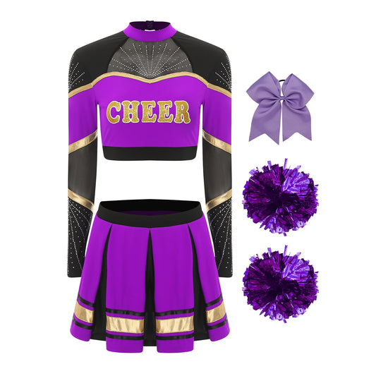 SS69 Women Cheerleading Performance Costume Set with Crop Top and Skirt