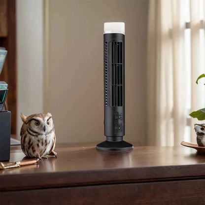 LED Tower Fan Bladeless Tower Fan 90 Degree Oscillating Quiet Portable USB Electric Desk Fan with Light for Home Bedroom Office