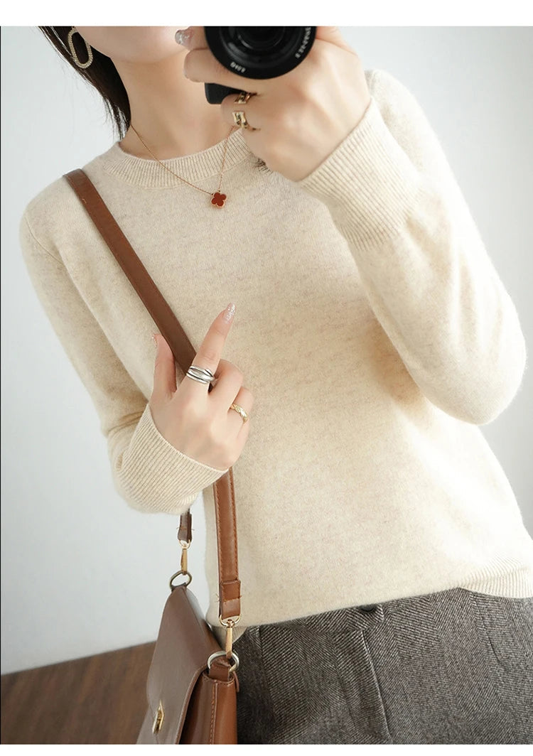 Autumn And Winter Cashmere Sweater Women's Crew Neck Pullover Casual Knitted Top Women's Short Undercoat Fashion 18 Colors SS69