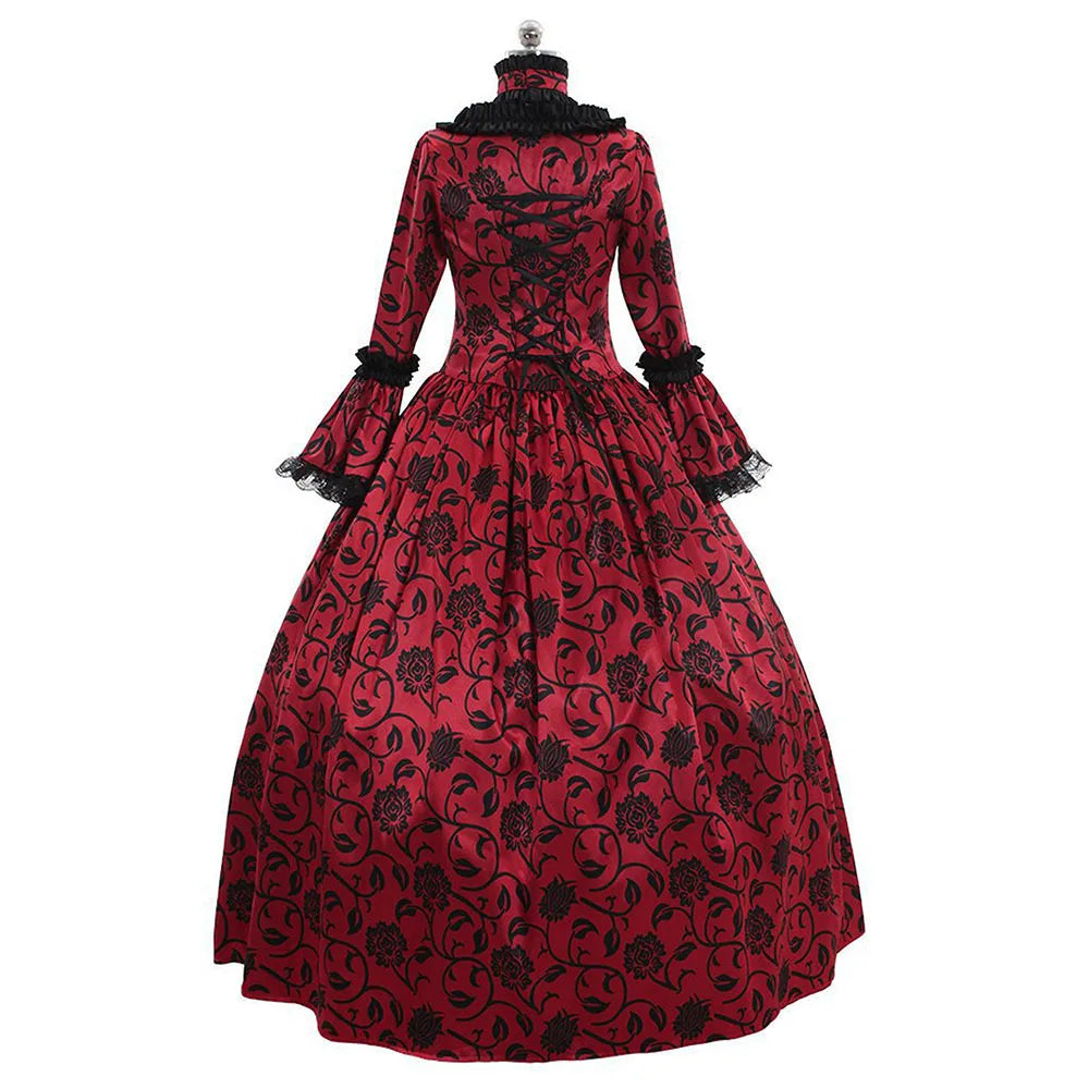 Women Cosplay Marie Antoinette Dress Medieval Flare Sleeve Victorian Party Formal Gown Renaissance Gothic Floral Robe Plus Size SS69