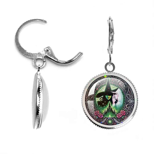 The Movie Wicked Elphaba&Linda Cosplay 20MM Glass Cabochon Earrings Jewelry Accessories Earring Jewelry Gift for Couple