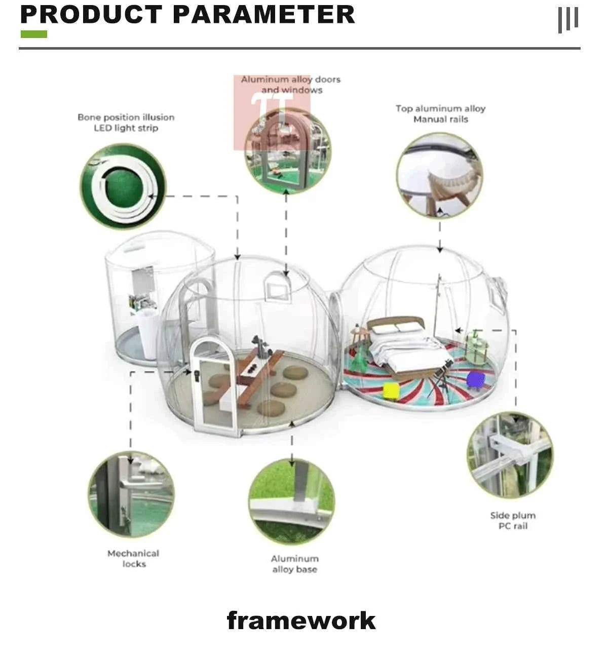 Outdoor Bubble Camping Transparent Starry Sky Dome Tent Igloo Tent Waterproof PC Dome Tent  5 years free warranty