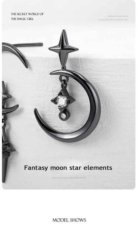 Thaya Original Design Star and Moon Earrings S925 Silver Needle Studs Earring For Women Vintage Earring Fashion Crystal Jewelry