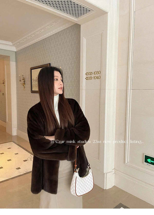 Winter Womens Real Mink Fur Coat High Quality V-neck Fur Jackets for Women New in Outerwears Luxury Clothes 2024 шуба женская