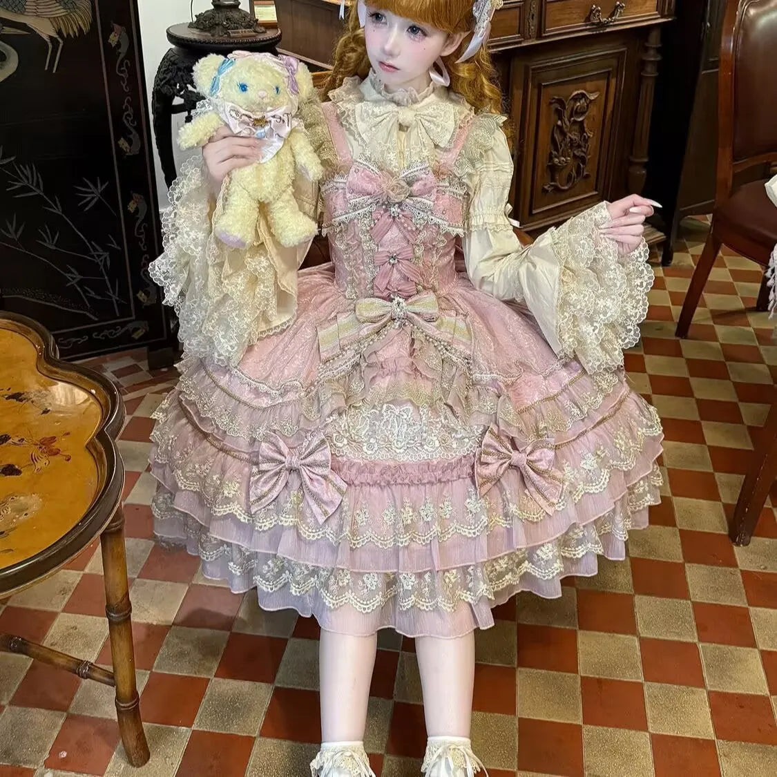 Victorian Gothic Dress Women Luxury Elegant Lolita Lace Ruffles Bow Wedding Y2k Dress Japanese Vintage Princess Party Dresses SS69