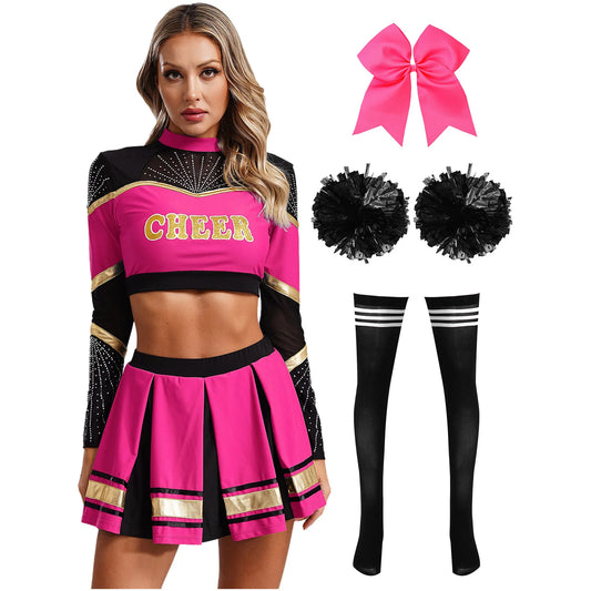 SS69 Women Cheerleading Performance Costume Set with Crop Top and Skirt