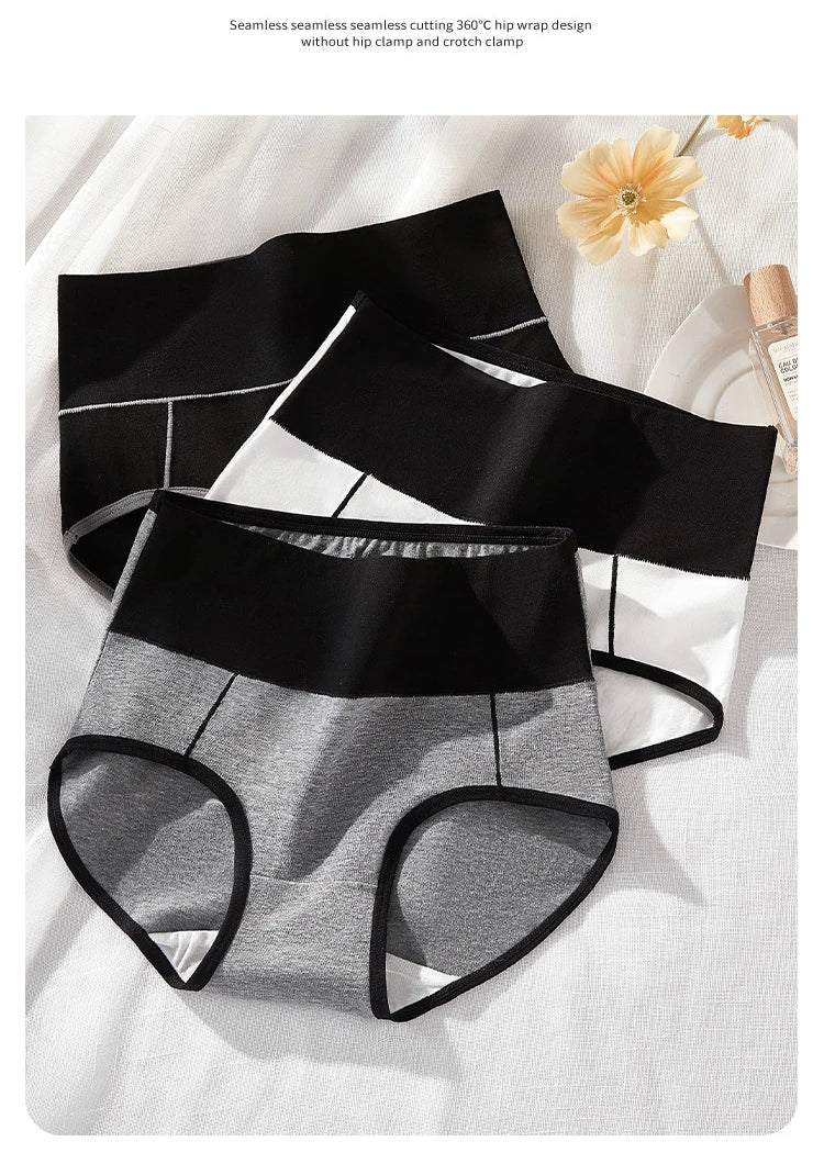 3Pcs/Set Cotton Women's Panties High Waist Body Shaper Underwear Plus Size M-4XL Underpants Soft Panty Slimming Female Briefs SS69