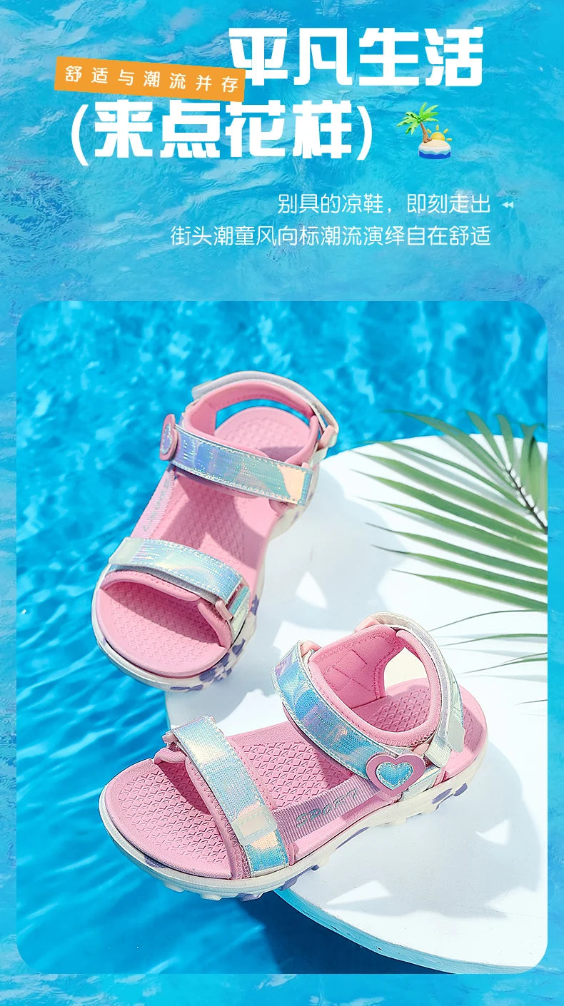 Girls' LED Sandals - Hook & Loop Closure, Anti-Slip EVA