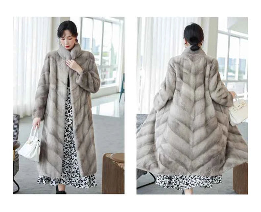 HDHOHR 2025 100% Real Mink Fur Coat Women Long High Quality Natural Mink Fur Jackets Winter Thick Warm Luxury Female Fur Parkers