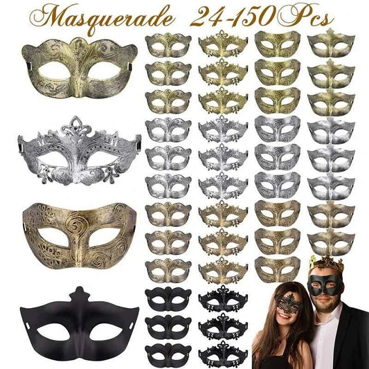 24-150Pcs Couple Masquerade Masks Bulk Venetian Carnival Mask Mardi Gras Antique Vintage Mask for Woman Men Prom Party Costume