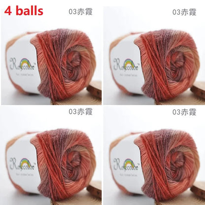 100% Wool Yarn Rainbow Color for Hand Knitting Crochet Plush Thickness Lanas Thread DIY Soft Scarf Shawl Sweater Free Shipping