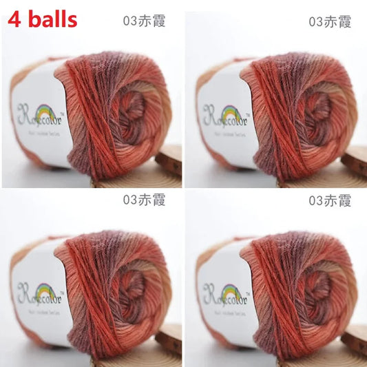100% Wool Yarn Rainbow Color for Hand Knitting Crochet Plush Thickness Lanas Thread DIY Soft Scarf Shawl Sweater Free Shipping