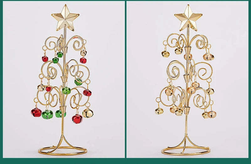 Iron Lace Christmas Tree Mini With Bell Star Desktop Ornament Ornament New Year Christmas Eve Gift Celebrate Party Xmas 2026