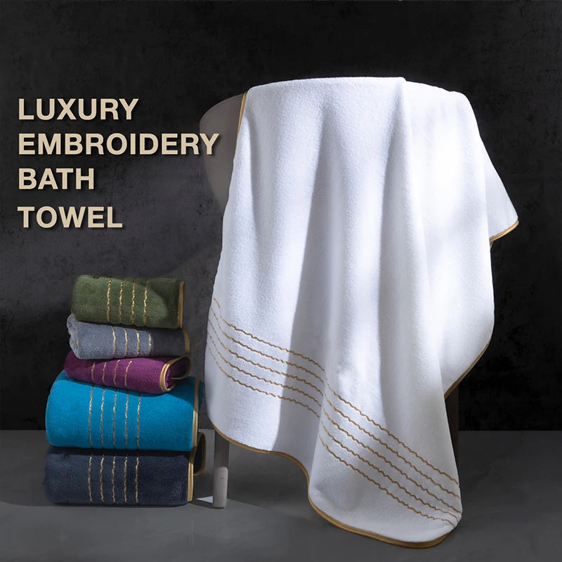 2/3/6/8 Pcs Bath Towel Set White & Gray with Gold Accents, Soft Absorbent Premium Towels for Home, Hotel & Bathroom