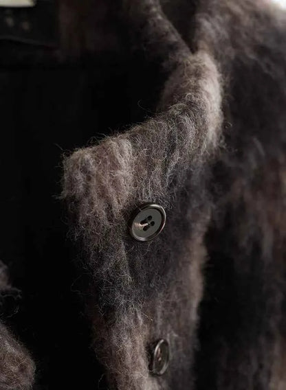 Plaid Coat~ Retro Style Horn Button Mid-Length Coat Women's Alpaca Wool Coat 2025 Winter British Style