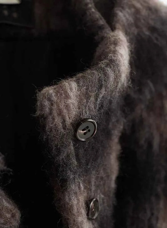 Plaid Coat~ Retro Style Horn Button Mid-Length Coat Women's Alpaca Wool Coat 2025 Winter British Style