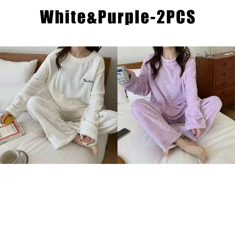 Women's Coral Fleece Pajama Set - Cozy Winter Loungewear