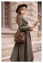 Lautaro Autumn Winter Long Warm Wool & Blends Coat for Women Shawl Collar Single Breasted Elegant Fit and Flare Woolen Overcoat