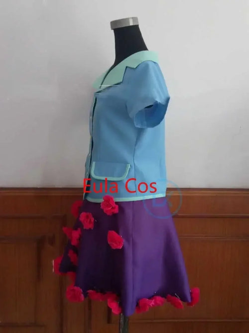 Hirose Yasuho Cosplay Costume Anime  Blue Flower Dress Uniform Women Girls Halloween Gifts Cos