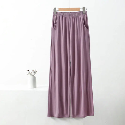 XL to 8XL Modal Pocket Loose Pants Spring summer Casual Wide Leg Pants solid color High Elastic Large size Trousers Homewear