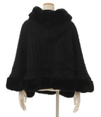 Japanese Sweet Soft Thick Women's Double-Layer Big Ribbon Hooded Knitted Cloak 3 Colors Autumn and Winter Ponchos Warm Jacket