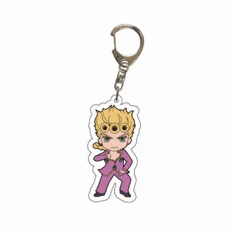 Anime Jojos Bizarre Adventure Keychains Cartoon Figure Acrylic Key Ring Kujo Jotaro Ghirga Narancia Bruno Key Chain Fans Gifts