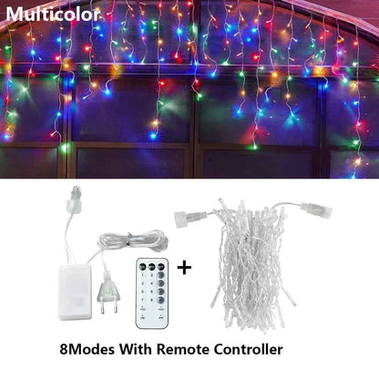 3.5M-40M LED Icicle Curtain String Fairy Lights Garland Outdoor Christmas Lights New Year Birthday Wedding Street Holiday Decor