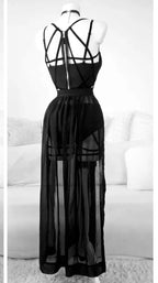 Gothic Mesh Backless Crop Top & Skirt Set - 3 Piece