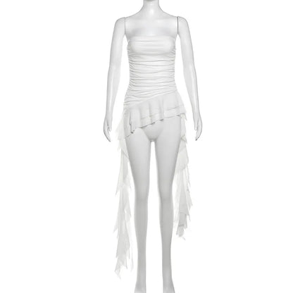 Nibber 2026 Spring New Solid Color Sweet Gentle Cute All-match High Street Travel Sexy Cool Women Chest Wrap ruched Tassel Vest