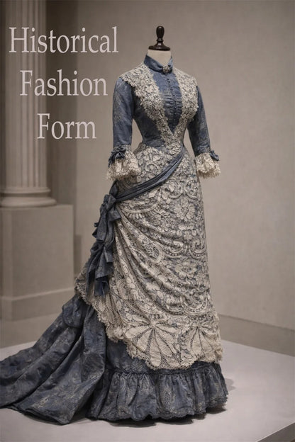1880s Vintage Victorian Bustle Dress Civil War Theater Edwardian Duchess Costume Gothic Tea Party Eveving Prom Dress Ball Gown