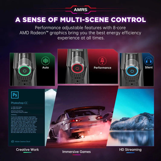 ACEMAGIC S3A Mini PC Gaming AMD Ryzen 7 5700U RAM 16/32GB DDR4 512GB/1TB SSD Gamer Computer RGB Light Control WiFi6 BT5.2 SS69